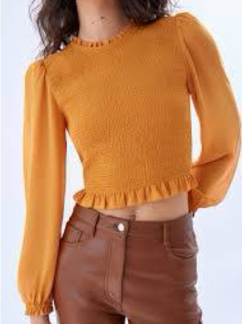 Wilfred x Aritzia | Tempest smocked floral top cropped Womens size S oriole Fall